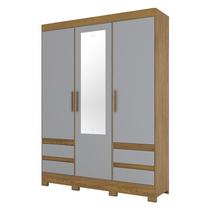 Guarda Roupa Casal Lema Nature Cinza com Espelho Briz Móveis