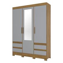 Guarda Roupa Casal Lema Nature Cinza com Espelho Briz Móveis