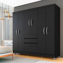 Guarda Roupa Casal Lia 7 Portas Preto Fosco - Moveis Arapongas