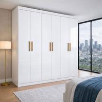 Guarda-Roupa Casal Liberdade 6 Portas 2 Gavetas 100% Mdf Branco - Pnr Móveis