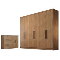 Guarda Roupa Casal Linea com Nicho e Cômoda Seul Cumaru 23 - Novo Horizonte