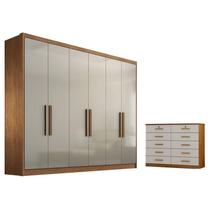 Guarda Roupa Casal Linea e Gaveteiro Milão com Chave Cumaru 25 Fendi - Novo Horizonte