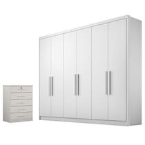 Guarda Roupa Casal Linea e Gaveteiro Suiça Neve - Novo Horizonte Guarda Roupa Casal Linea e Gaveteiro Suiça Neve - Novo Horizonte