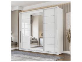 Guarda-Roupa Casal Lisboa 3 Portas 4 Gavetas com Espelho Branco - Politorno Guarda-Roupa Casal Lisboa 3 Portas 4 Gavetas com Espelho Branco - Politorno