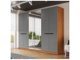 Guarda-Roupa Casal Lisboa 6 Portas 4 Gavetas com Espelho Freijó/Cinza - Politorno Guarda-Roupa Casal Lisboa 6 Portas 4 Gavetas com Espelho Freijó/Cinza - Politorno