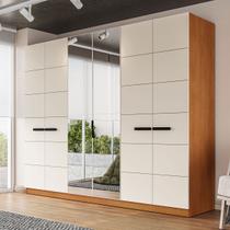 Guarda-Roupa Casal Lisboa 6 Portas 4 Gavetas com Espelho Freijó/Creme - Politorno Guarda-Roupa Casal Lisboa 6 Portas 4 Gavetas com Espelho Freijó/Creme - Politorno