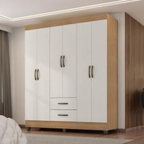 Guarda Roupa Casal Lite 6 Portas de Bater 2 Gavetas Mdp Nature Off White Móveis Leão Guarda Roupa Casal Lite 6 Portas de Bater 2 Gavetas Mdp Nature Off White Móveis Leão