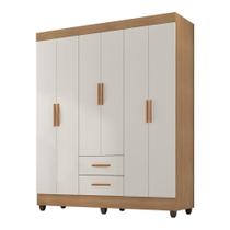 Guarda Roupa Casal Lite 6 Portas Nature Of White - Móveis Leão
