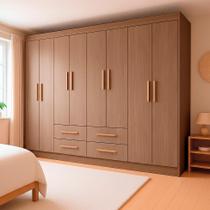 Guarda-Roupa Casal Lite 8 Portas 4 Gavetas Carvalho Guarda-Roupa Casal Lite 8 Portas 4 Gavetas Carvalho