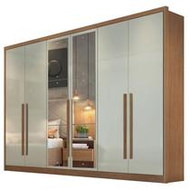 Guarda Roupa Casal Livorno 6 Portas 6 Gavetas Cumaru 25 Fendi com Espelho Novo Horizonte
