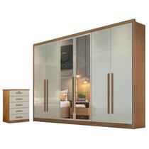 Guarda Roupa Casal Livorno com Espelho e Gaveteiro Suiça Cumaru 25 Fendi - Novo Horizonte Guarda Roupa Casal Livorno com Espelho e Gaveteiro Suiça Cumaru 25 Fendi - Novo Horizonte