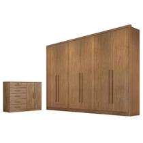 Guarda Roupa Casal Livorno e Cômoda Seul com Chave Cumaru 23 - Novo Horizonte