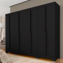 Guarda Roupa Casal Liz 8 Portas 2 Gavetas Preto Fosco - M.a