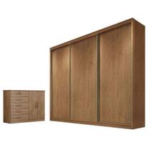 Guarda Roupa Casal Logan E Cômoda Seul Cumaru 23 - Novo Horizonte Guarda Roupa Casal Logan E Cômoda Seul Cumaru 23 - Novo Horizonte
