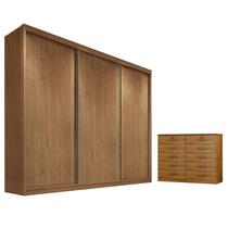 Guarda Roupa Casal Logan e Gaveteiro Milão com Chave Cumaru 23 - Novo Horizonte