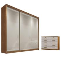 Guarda Roupa Casal Logan e Gaveteiro Milão com Chave Cumaru 25 Fendi - Novo Horizonte