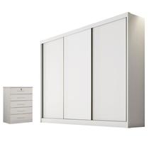 Guarda Roupa Casal Logan e Gaveteiro Suiça Neve - Novo Horizonte Guarda Roupa Casal Logan e Gaveteiro Suiça Neve - Novo Horizonte