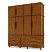 Guarda Roupa Casal Londres 4 Portas Carvalho New Luapa Móveis