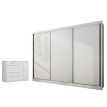 Guarda Roupa Casal Londres com Nicho e Cômoda Seul Neve - Novo Horizonte Guarda Roupa Casal Londres com Nicho e Cômoda Seul Neve - Novo Horizonte