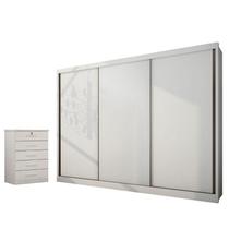 Guarda Roupa Casal Londres com Nicho e Gaveteiro Suiça Neve - Novo Horizonte Guarda Roupa Casal Londres com Nicho e Gaveteiro Suiça Neve - Novo Horizonte