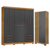 Guarda Roupa Casal Londres e Armário Multiuso Versatile Carvalho Americano Grafite - Incorplac