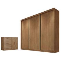 Guarda Roupa Casal Londres e Cômoda Seul Cumaru 23 - Novo Horizonte Guarda Roupa Casal Londres e Cômoda Seul Cumaru 23 - Novo Horizonte