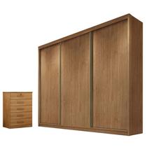 Guarda Roupa Casal Londres e Gaveteiro Suiça Cumaru 23 - Novo Horizonte Guarda Roupa Casal Londres e Gaveteiro Suiça Cumaru 23 - Novo Horizonte