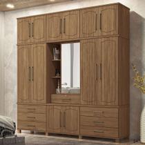 Guarda-Roupa Casal Londres Vaticano 13 Portas 7 Gavetas com Espelho Jatoba - Pnr Móveis