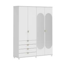 Guarda Roupa Casal Look 181cm com Espelho 4 Portas 100% MDF