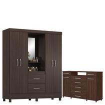 Guarda Roupa Casal Lord com Cômoda London Café - Demóbile