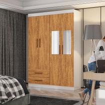 Guarda Roupa Casal Lu 4 Portas 2 Gav. Espelho Carioca Móveis Branco Cinamomo Guarda Roupa Casal Lu 4 Portas 2 Gav. Espelho Carioca Móveis Branco Cinamomo