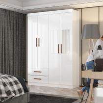 Guarda Roupa Casal Lu 4 Portas 2 Gav. Espelho Carioca Móveis Branco Guarda Roupa Casal Lu 4 Portas 2 Gav. Espelho Carioca Móveis Branco