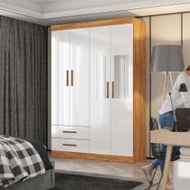 Guarda Roupa Casal Lu 4 Portas 2 Gav. Espelho Carioca Móveis Cinamomo Branco