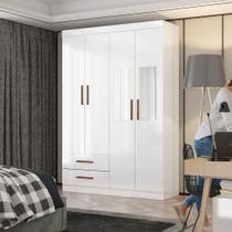 Guarda Roupa Casal Lu 4 Portas 2 Gavetas com Espelho Carioca Móveis