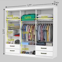 Guarda Roupa Casal Lu 6 Portas 4 Gavetas Com Espelho Branco