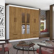Guarda Roupa Casal Lu 6 Portas 4 Gavetas Com Espelho Carioca Branco Cinamomo