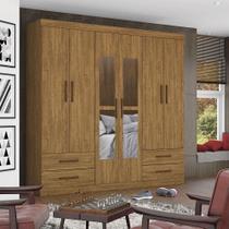 Guarda Roupa Casal Lu 6 Portas 4 Gavetas Com Espelho Carioca Cinamomo