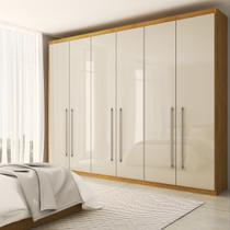 Guarda-Roupa Casal Luxe 2,70 Metros 6 Portas 6 Gavetas Cinamomo/Off White - Panorama Móveis