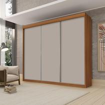 Guarda Roupa Casal Luxo Florença 100% Mdf c/ 3 Portas de Correr 5 Gavetas -Trilhos em Alumínio - Luapa - Carvalho/Mani