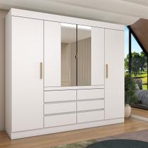 Guarda-Roupa Casal Luxuria 4 Portas 6 Gavetas com Espelho Branco - Panorama Móveis