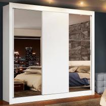 Guarda-roupa Casal Lyon Branco 3 Portas de Correr Madesa Guarda-roupa Casal Lyon Branco 3 Portas de Correr Madesa