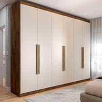 Guarda-Roupa Casal Madalena 6 Portas 4 Gavetas 100% Mdf Brauna/Off White - Panorama Móveis Guarda-Roupa Casal Madalena 6 Portas 4 Gavetas 100% Mdf Brauna/Off White - Panorama Móveis