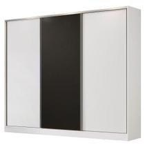Guarda Roupa Casal Madesa 3 Portas de Correr Branco e Preto