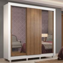 Guarda-roupa Casal Madesa 3 Portas de Correr Branco/rustic