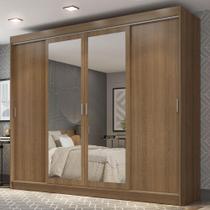 Guarda-roupa Casal Madesa Austin 4 Portas De Correr Com Espelhos 3 Gavetas - Rustic Rustic