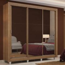 Guarda Roupa Casal Madesa Lyon 3 Portas de Correr de Espelho 2 Gavetas com Pés