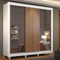 Guarda Roupa Casal Madesa Mônaco 3 Portas de Correr com Espelhos com Pés