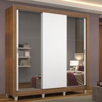 Guarda Roupa Casal Madesa Mônaco 3 Portas Rustic/branco