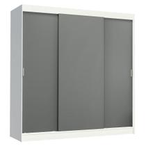 Guarda-roupa Casal Madesa Reno 3 Portas Correr Branco Cinza