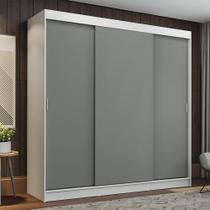 Guarda-Roupa Casal Madesa Reno 3 Portas de Correr - Branco/Cinza